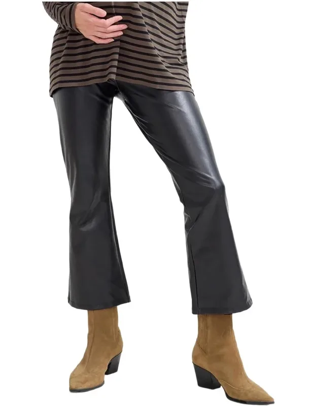Vegan Stretch Leather Crop Flare Pants