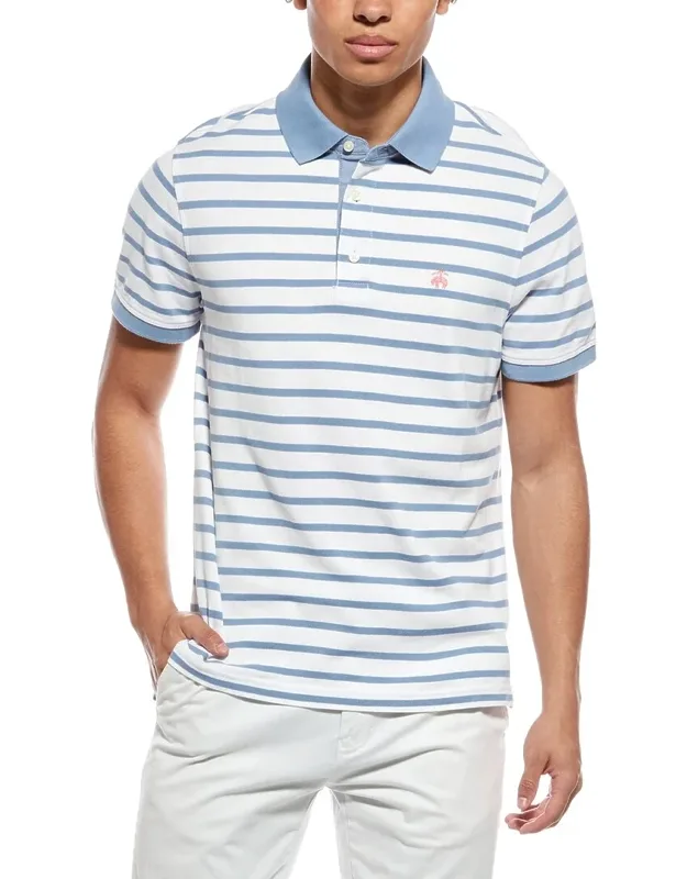 Pique Stripe Slim Fit Polo Shirt