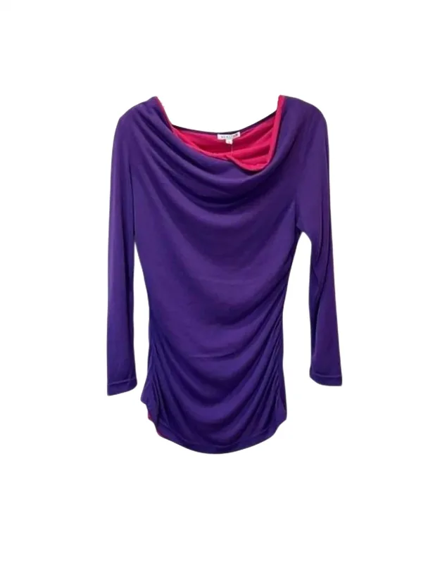 Knit Scrunch Cowl-neck Blouse