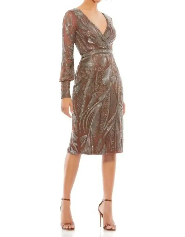 Cuffed Sleeve Embellished Dress