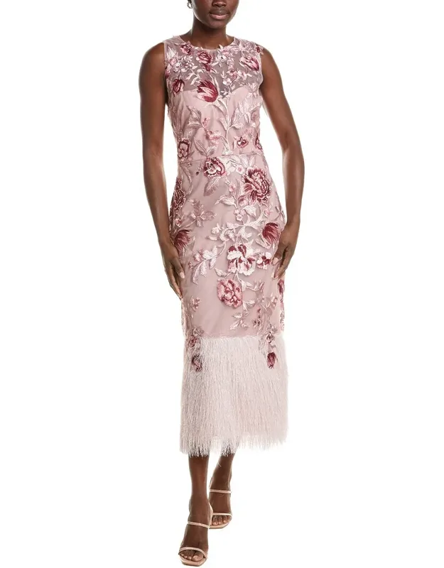 Embroidered Floral Midi Dress