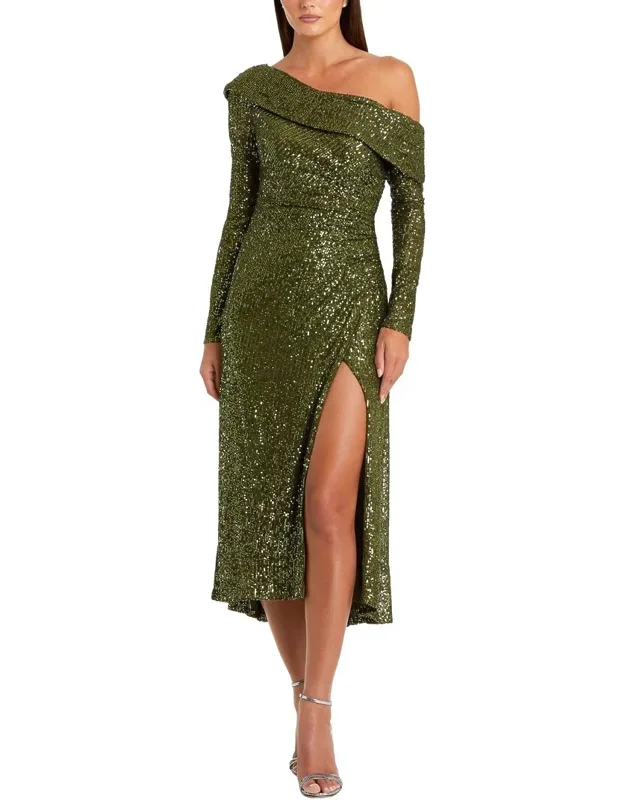 One-shoulder Sequin Midi Dress