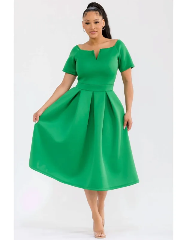 Pleated Midi Dress