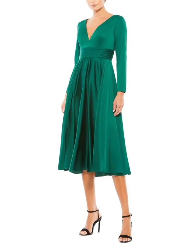 Long Sleeve A Line Midi Dress