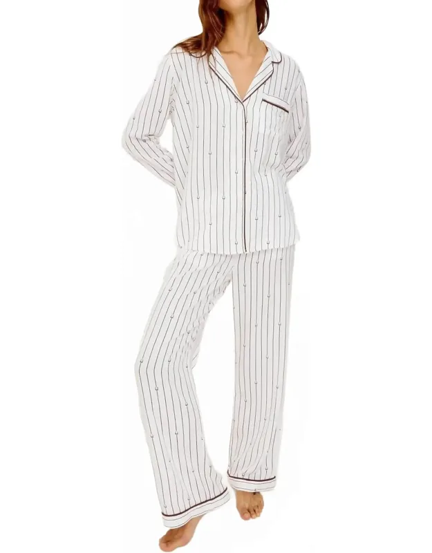 Luna Pajama Set In Striped Lucky Horseshoes
