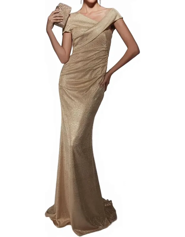 Asymmetric Neck Ruched Side Dress