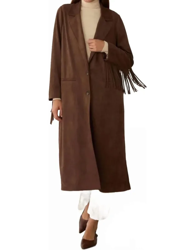 Fringe Detail Maxi Coat