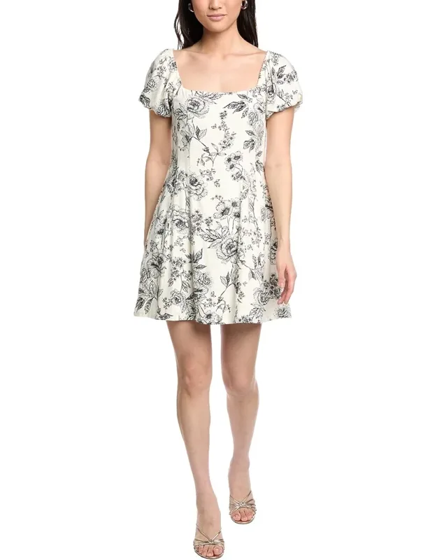 Rose Haven Linen-blend Mini Dress