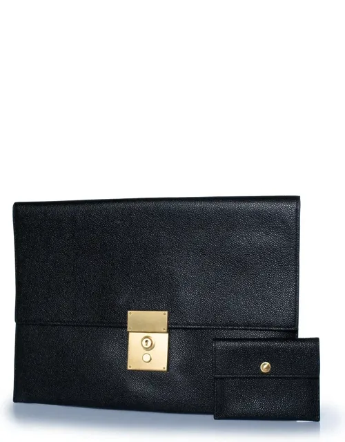 Pebbled Leather Clutch With Wallet