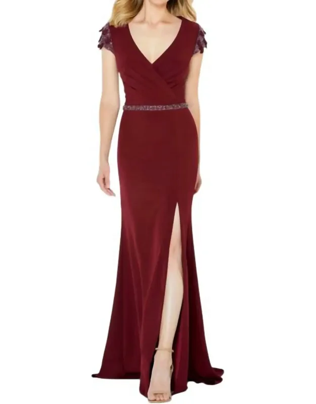 Front Slit Cap Sleeve Dress