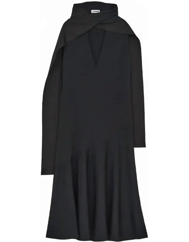 Sleeveless Dress With Tie Collar