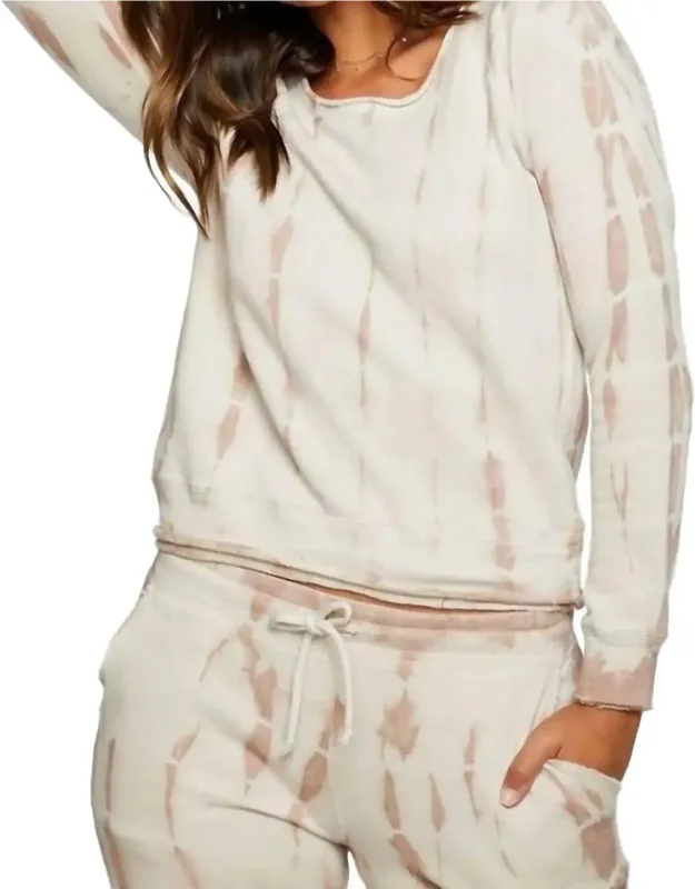 Linen French Terry Long Sleeve Raw Edge Raglan Pullover