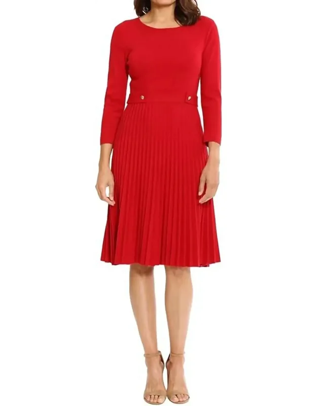 Knit Pleated Midi Dress