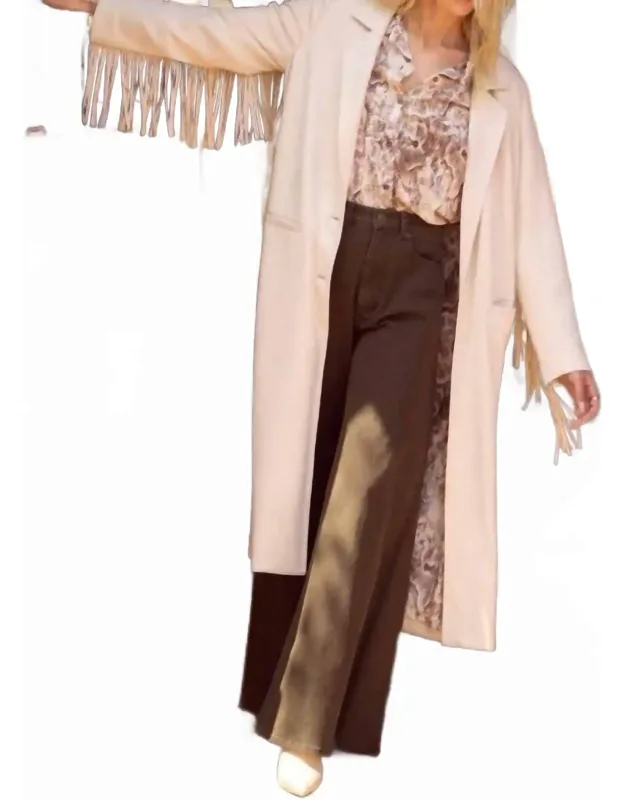 Fringe Detail Maxi Coat