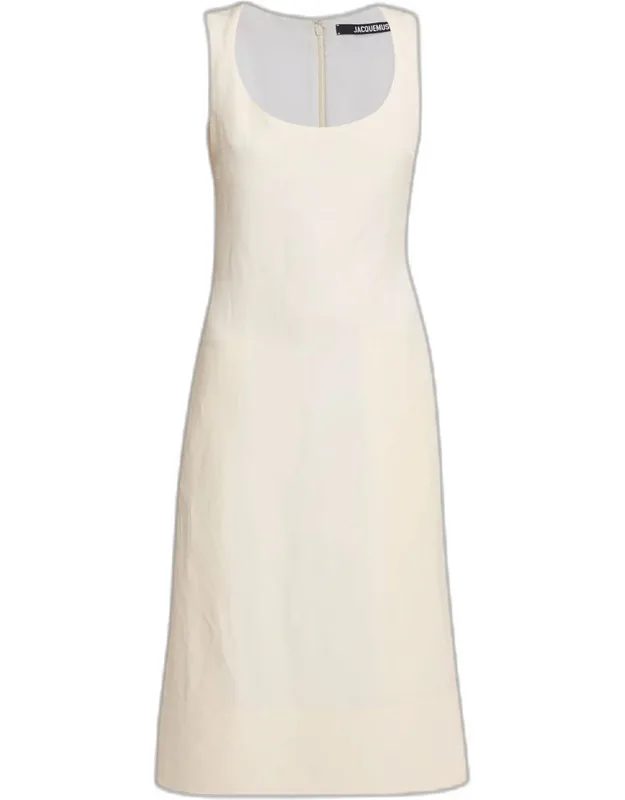 Scoop-neck Linen Midi Dress