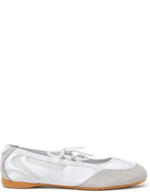Ballerina Flats In Leather And Mesh