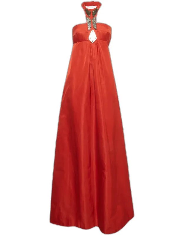 Silk Blend Halter Neck Maxi Dress