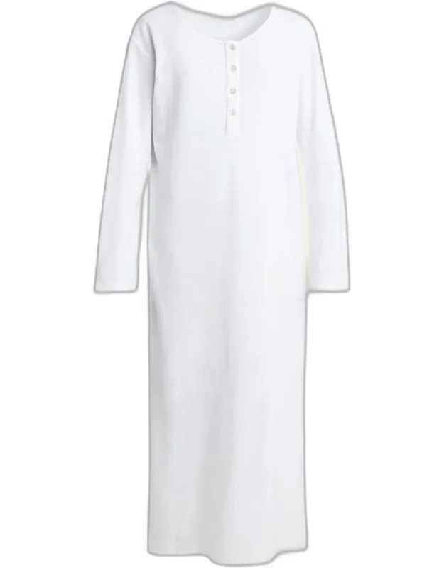 Latoya Long-sleeve Crewneck Cotton Midi Dress