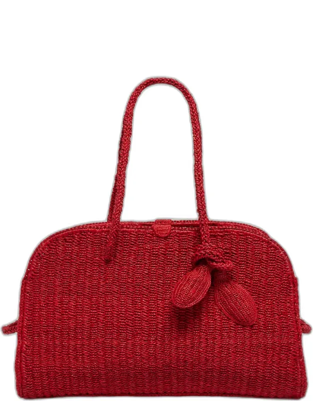 Raffia Top-handle Bowler Bag