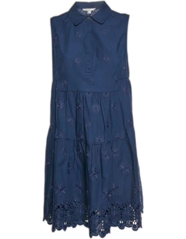 Embroidered Eyelet Shirt Dress