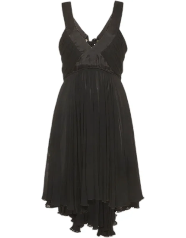 Crepe And Satin Trim Gathered Mini Dress