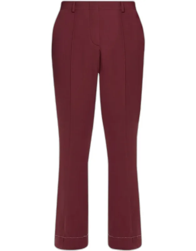 Silk-wool Pintuck Flare Pants