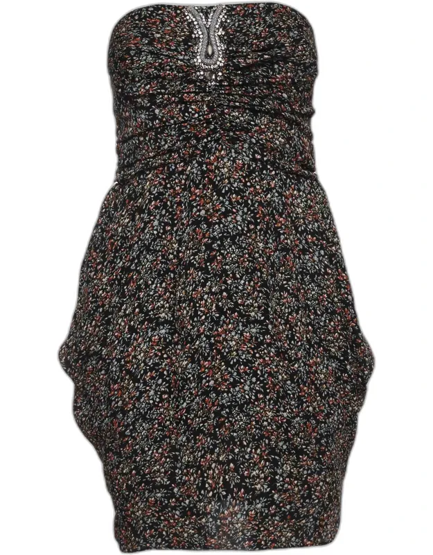 Floral Print Chiffon Ruched Mini Dress