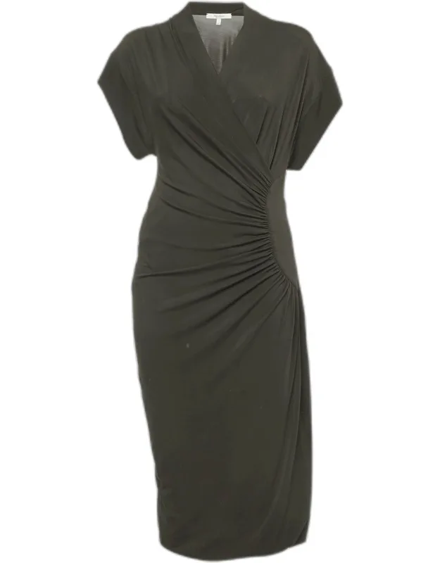 Jersey Knit Draped Detail Midi Dress