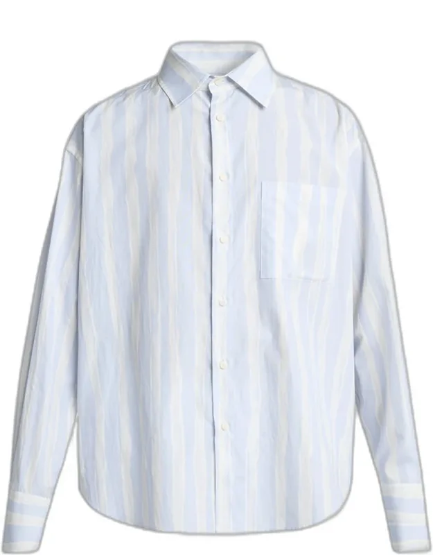 Candy Stripe Relaxed Cotton Button-down Shirt