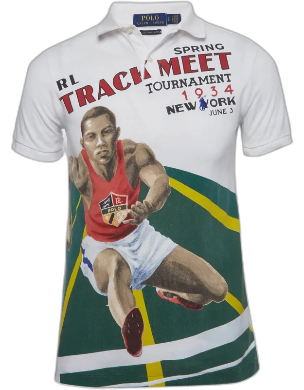 Track Meet Graphic Knit Mesh Polo Shirt