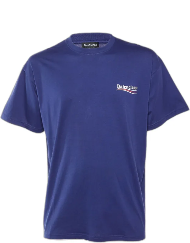 Balenciaga Political Logo Cotton Crew Neck T-shirt, Statement Piece