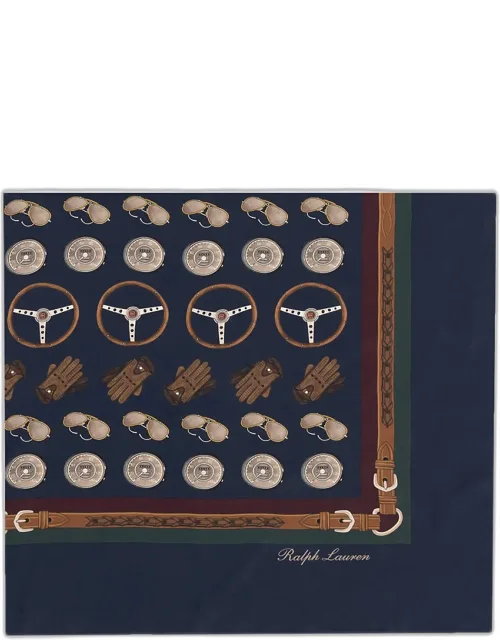 Automotive-print Silk Square Scarf