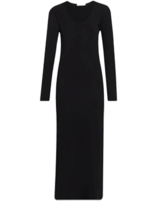 Mavy Scoop-neck Long-sleeve Ankle Dress