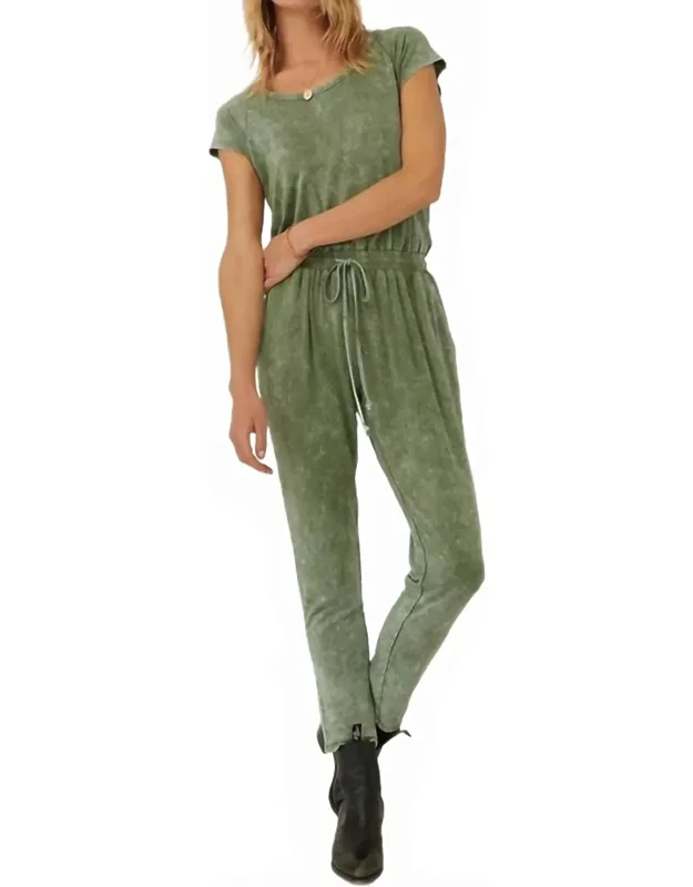 Mineral Washed Finish Knit Jumpsuit