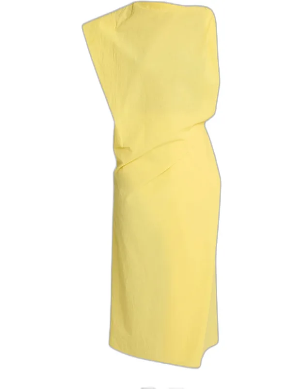 Asymmetric Cotton Midi Dress
