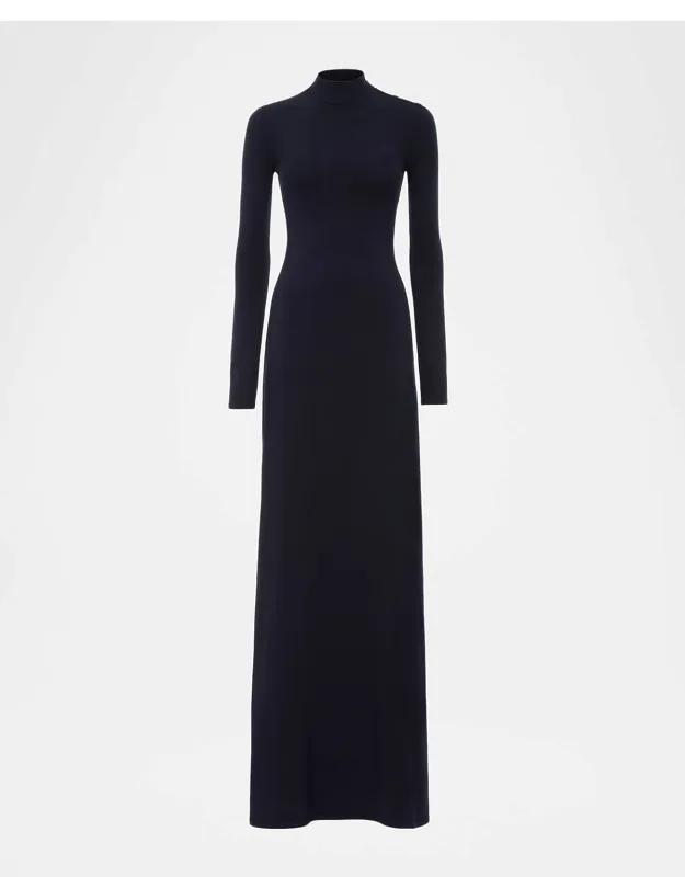 Lorina Long-sleeve Stretch Silk Jersey Maxi Dress