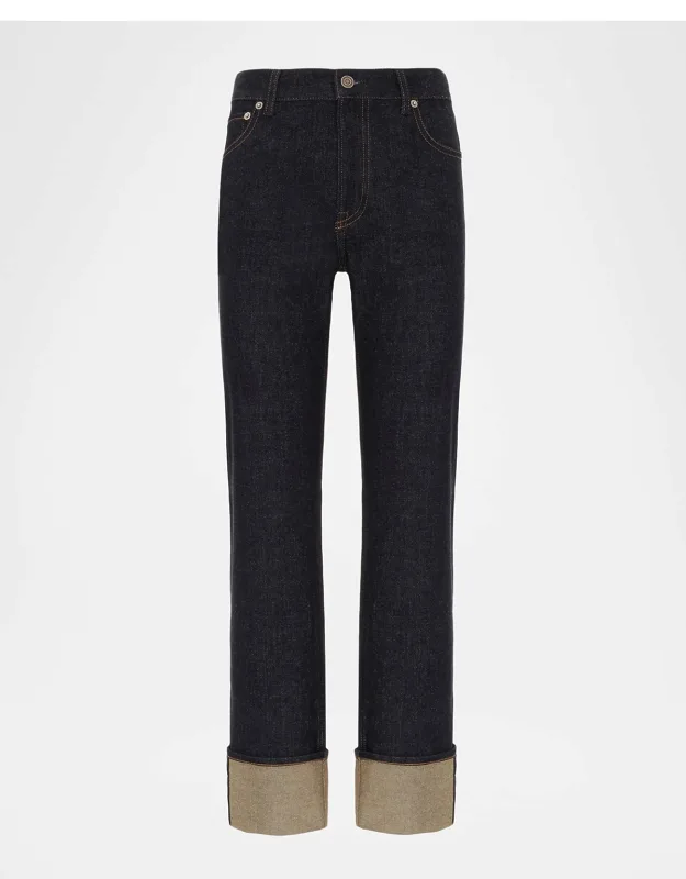 Adderley Denim Slim-leg Cuffed Ankle Pants