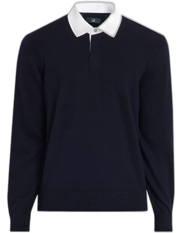 Shirt-collar Cashmere-blend Knit Polo Sweater