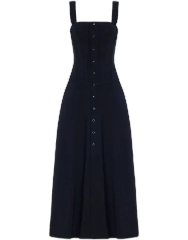 Sophee Button-front Sleeveless Midi Day Dress