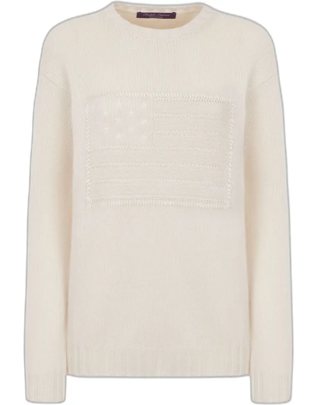 Tonal Flag Cashmere Crewneck Sweater