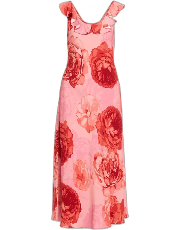 Sleeveless Floral-print Midi Dress