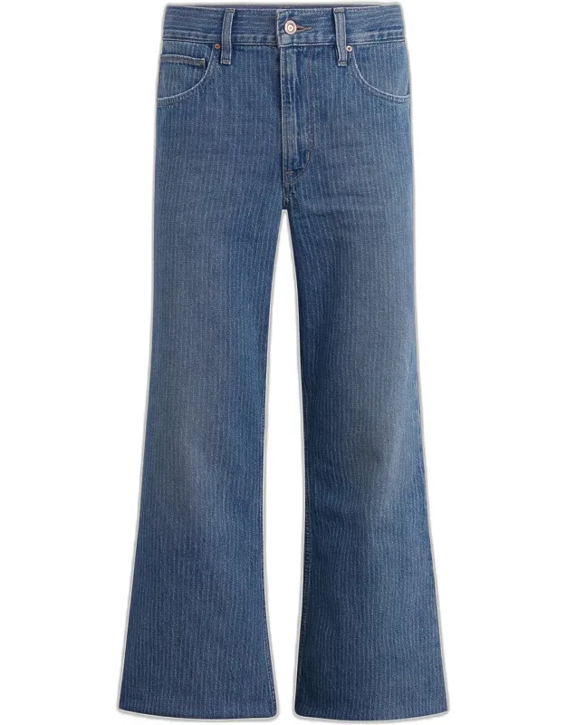 Pinstripe Flared Wide-leg Jeans