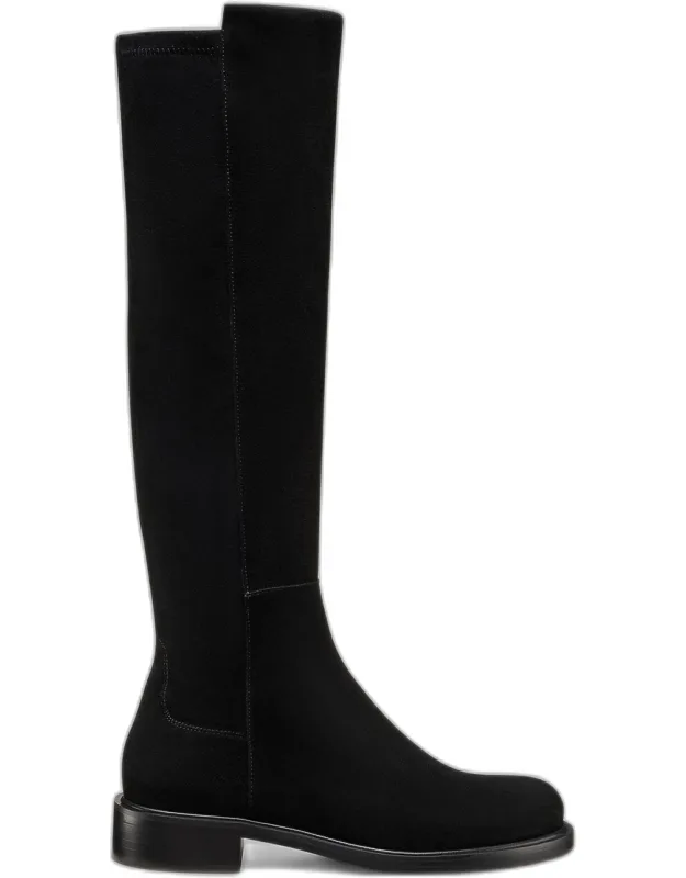 5050 Suede Over The Knee Boots With 1.25 In Stacked Flat Heel