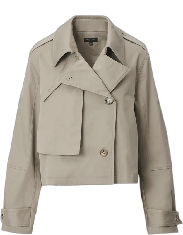 Cropped Cotton Trench Coat