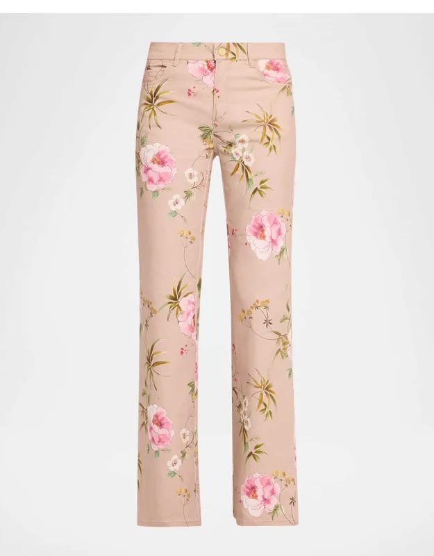 Floral-print Straight-leg Pants