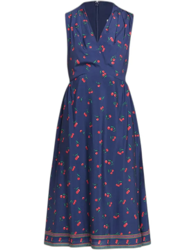 Cherry-print Midi Dress