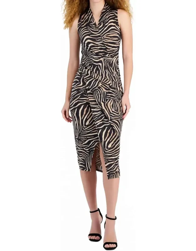 Animal Print Faux-wrap Sheath Dress