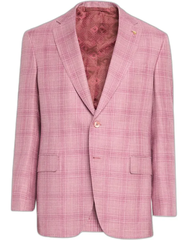 Wool, Silk, And Linen Tonal Plaid Sport Coat