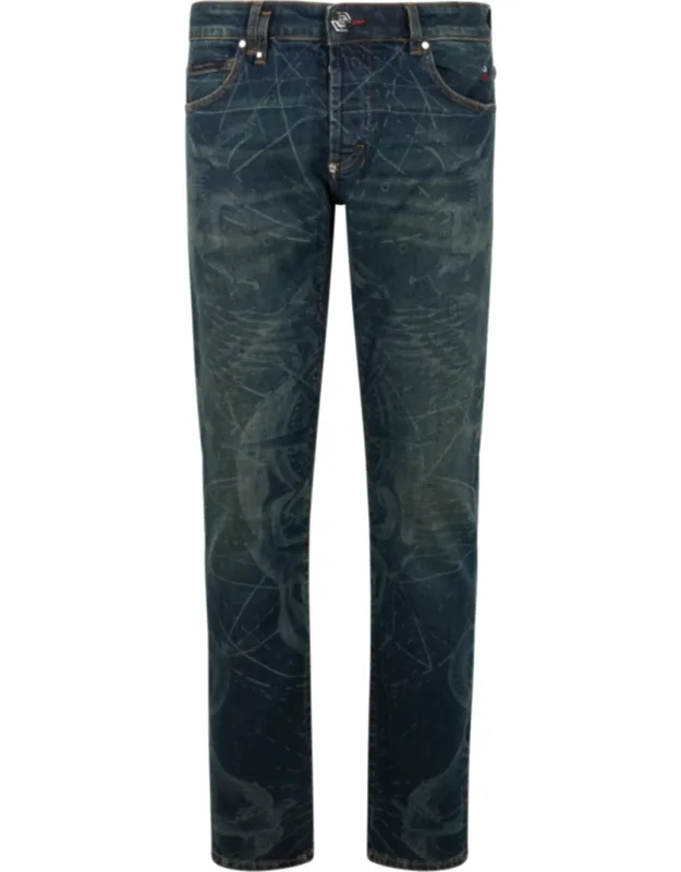 Printed Super Straight Cut Jeans
