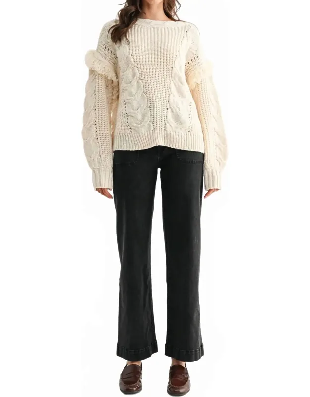 Fringe Detail Cable Knit Sweater